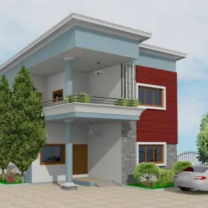 Modern Semi-Detached Apartment Building Designed with 2-bedroom apartments on every floor. 9 m × 10.2 m