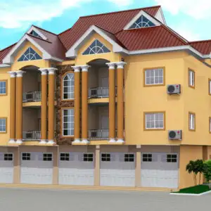 Stores & Upper-Floor 2-Bedroom Duplex Apartment Design 21.9 m × 11.25 m